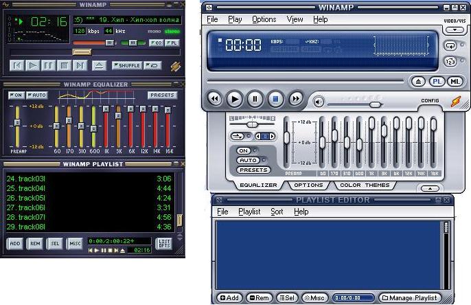 Стандартные скины Winamp 2.xx и 5.xx